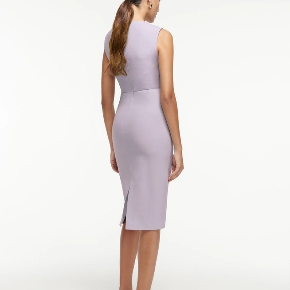 Roland Mouret Elegant Wool and Silk Lavender Sleeveless Sheath Midi Dress Sz 10 - Picture 2 of 16